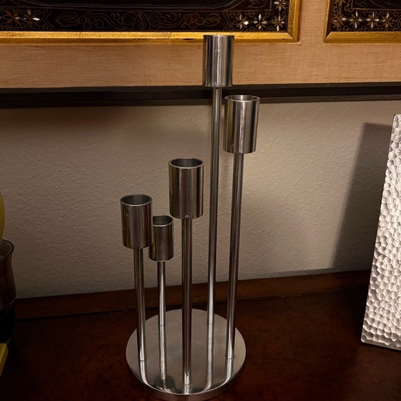 Silver Taper Candle sticks holder-Vintage Sleek-Heavy weight-Great pre-owned - Picture 3 of 5